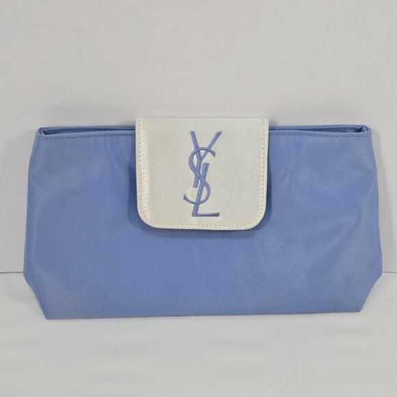 Yves Saint Laurent Perfumes YSL Blue Makeup Cosmetic Pouch Case Clutch Bag - Picture 1 of 7